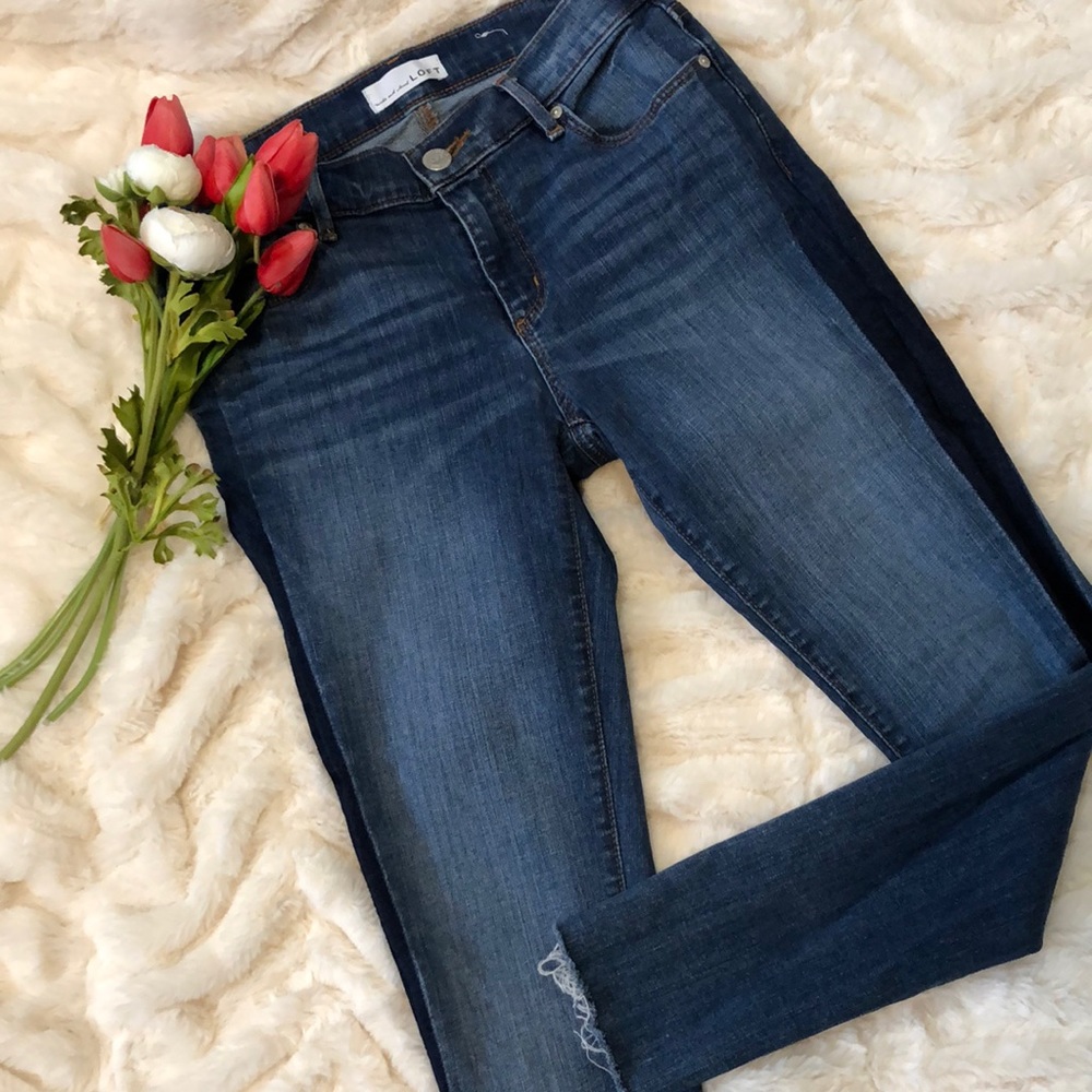 LOFT Dark wash side stripe jeans